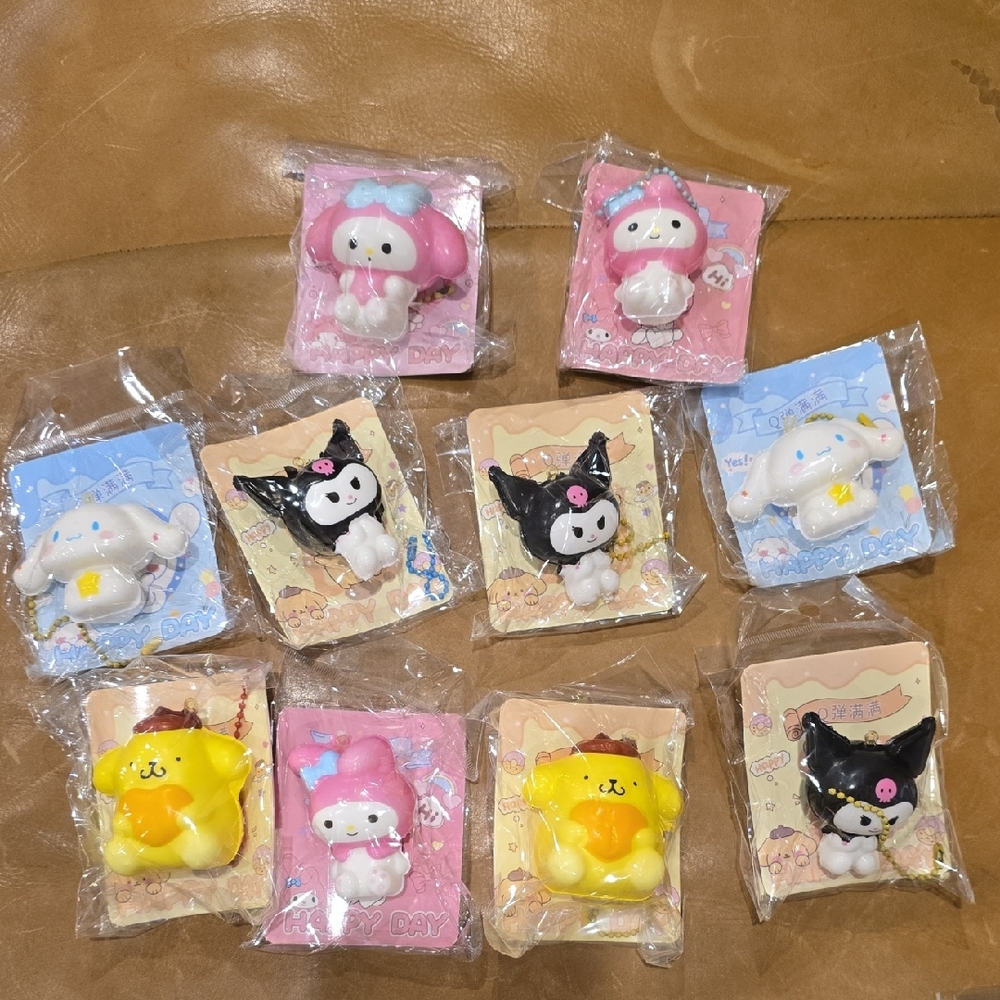 SANRIO inspired Cinnamoroll, PomPom, Kuromi, My Melody Keychain 10 Total